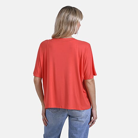 Tamsy Classic V-Neck Mid-Sleeve Bolero Cardigan (Size 8-18) - Orange