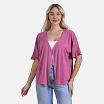 Tamsy Classic V-Neck Mid-Sleeve Bolero Cardigan (Size 8-18) - Purple