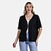 Tamsy Classic V-Neck Mid-Sleeve Bolero Cardigan (Size 8-18) - Black