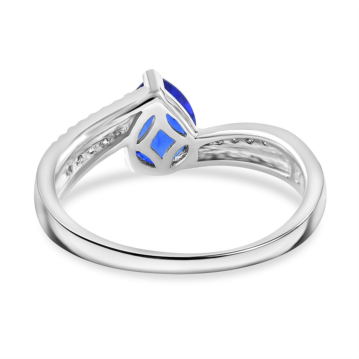Vietnamese Cobalt Blue Spinel, White Zircon, Kanchanaburi Blue Sapphire Ring in Rhodium Overlay Sterling Silver 1.57 ct
