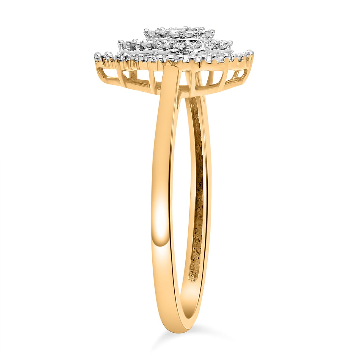 One Time Deal- 9K Yellow Gold Natural Diamond (G-H) Teardop Ring 0.50 Ct
