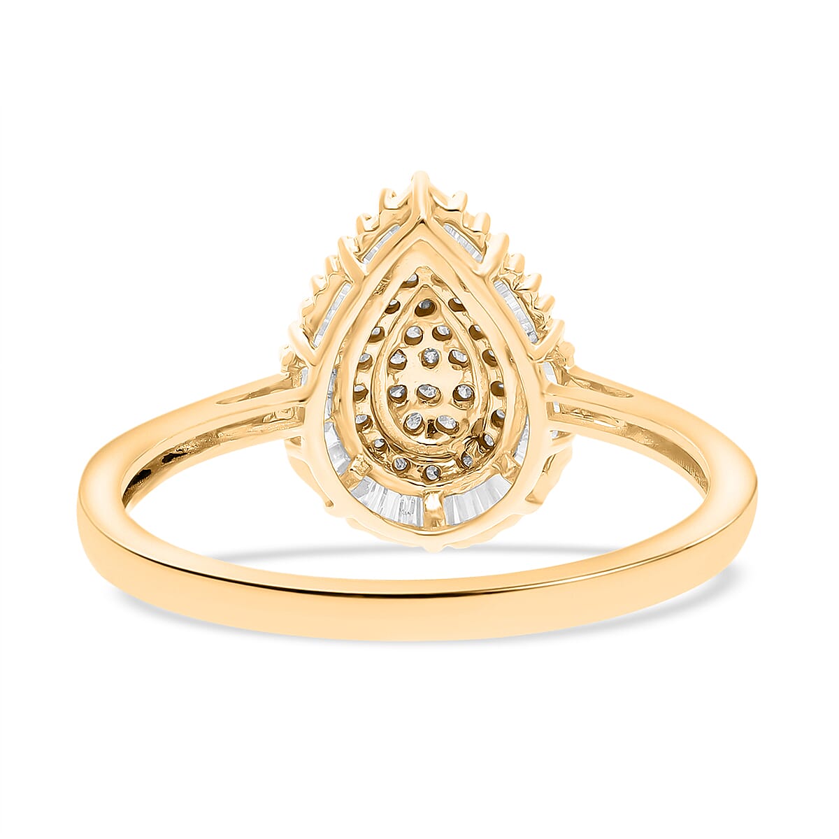 One Time Deal- 9K Yellow Gold Natural Diamond (G-H) Teardop Ring 0.50 Ct