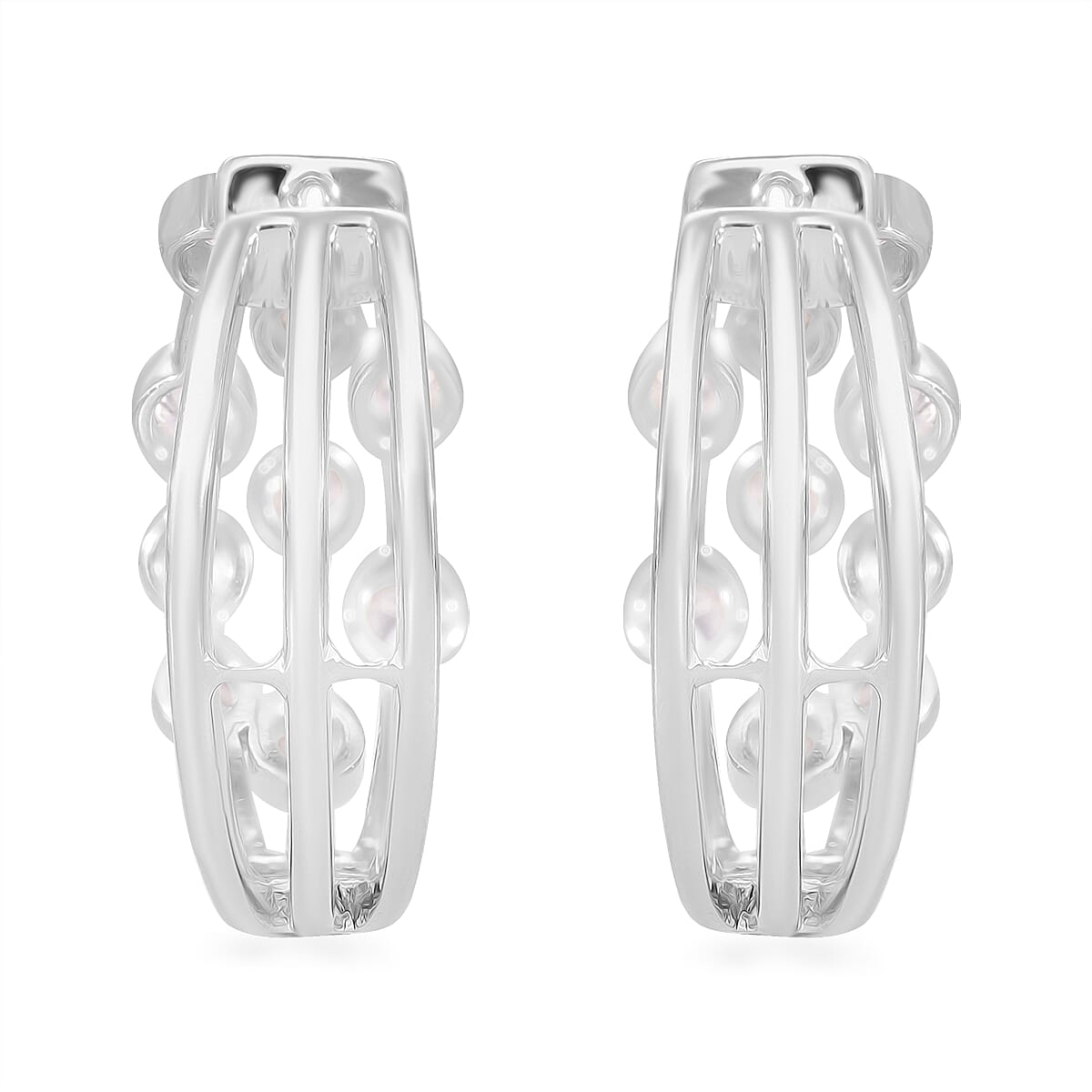 Luxuriant Diamond - Lab Grown Diamond Bubble Dangle Earrings in Platinum Overlay Sterling Silver 0.93 Ct