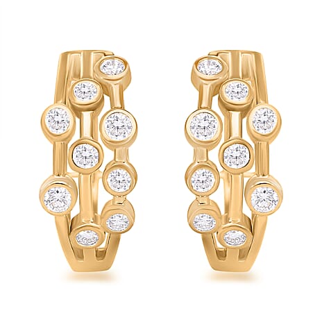 Luxuriant Diamond - Lab Grown Diamond Bubble Dangle Earrings in Vermeil Yellow Gold Plated Sterling Silver 0.93 Ct.