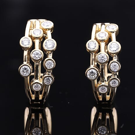 Luxuriant Diamond - Lab Grown Diamond Bubble Dangle Earrings in Vermeil Yellow Gold Plated Sterling Silver 0.93 Ct.