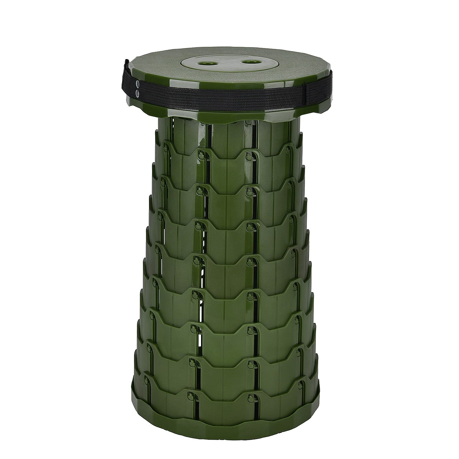 Collapsible Folding Stool - Portable, lightweight, retractable stool; Features fish scale design for remarkable strength and rigidity- Green