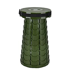 Collapsible Folding Stool - Portable, lightweight, retractable stool; Features fish scale design for remarkable strength and rigidity- Green