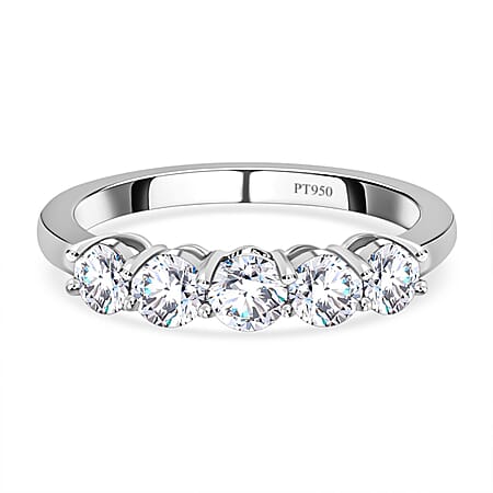 Luxuriant Diamond - 950 Platinum SGL Certified (VS-E-F) Lab Grown Diamond 5 Stone Ring 1.00 Ct.