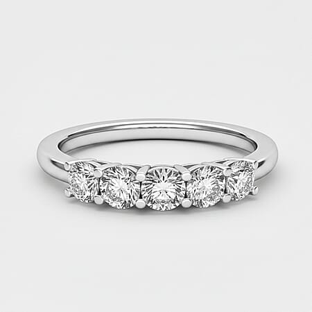 LUXURIANT 1 Ct. Lab Grown Diamond 5 Stone Ring in 950 Platinum, SGL Certified