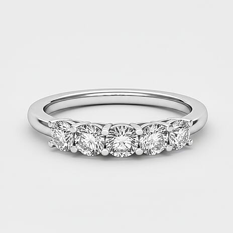 Luxuriant 950 Platinum SGL Certified (VS-EF) Lab Grown Diamond 5 Stone Ring 1.00 Ct.