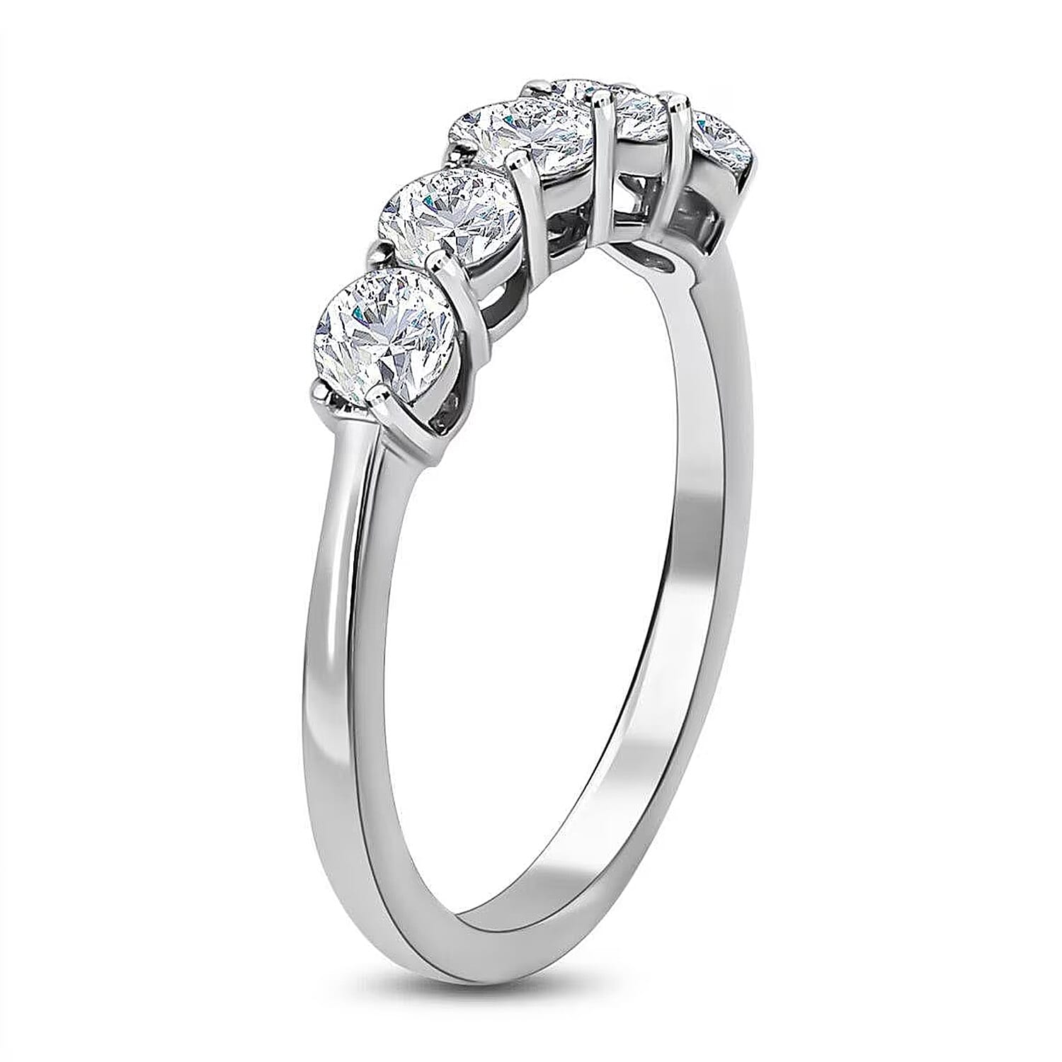 Luxuriant 950 Platinum SGL Certified (VS-EF) Lab Grown Diamond 5 Stone Ring 1.00 Ct.