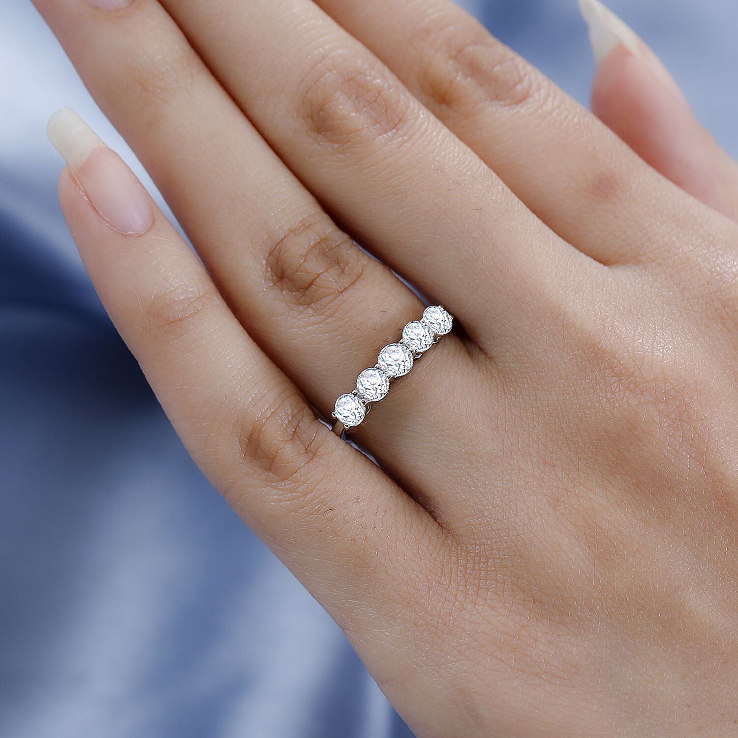 Luxuriant 950 Platinum SGL Certified (VS-EF) Lab Grown Diamond 5 Stone Ring 1.00 Ct.