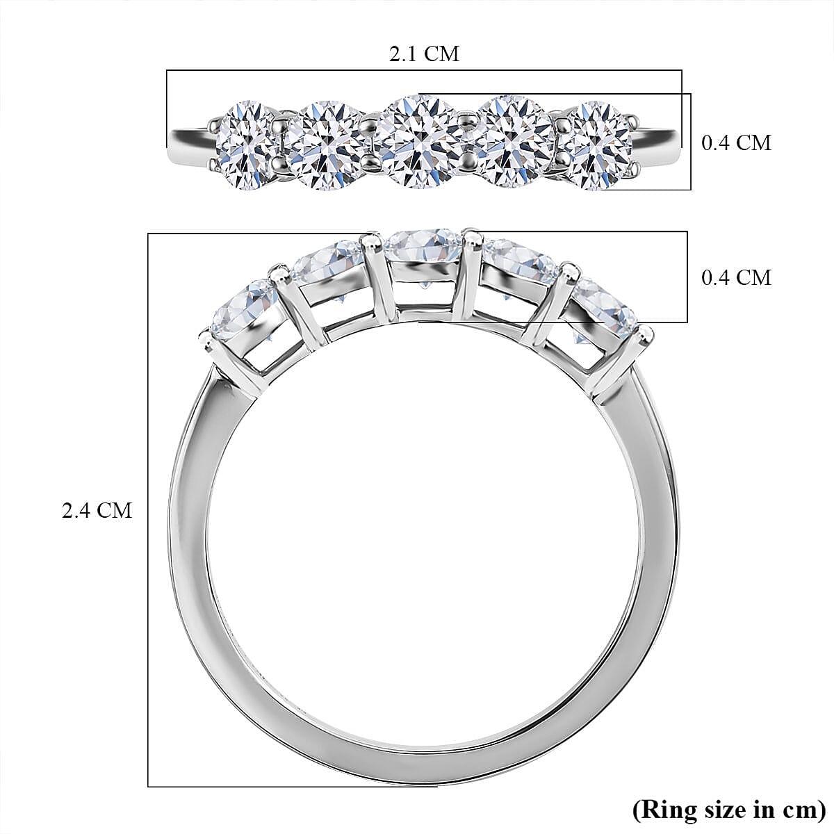 Luxuriant 950 Platinum SGL Certified (VS-EF) Lab Grown Diamond 5 Stone Ring 1.00 Ct.