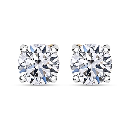 Luxuriant Diamond 1 Ct. Lab Grown Diamond Solitaire Stud Earrings in 22K Yellow Gold