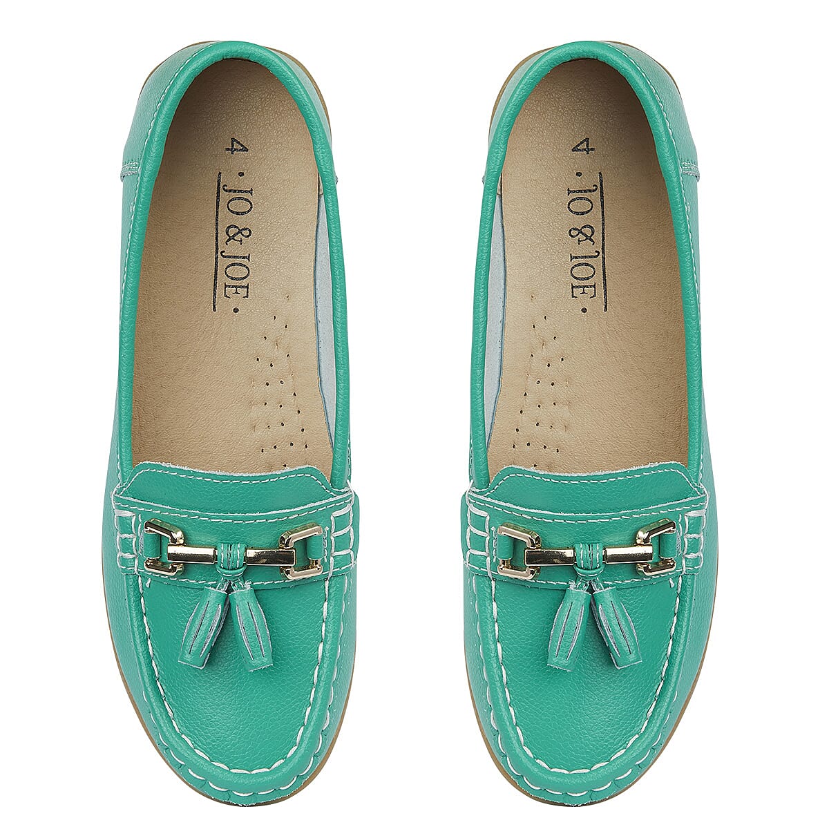 Jo & Joe Nautical Womens Slip on Casual Leather Loafer with Tassle (Size 4) - Emerald