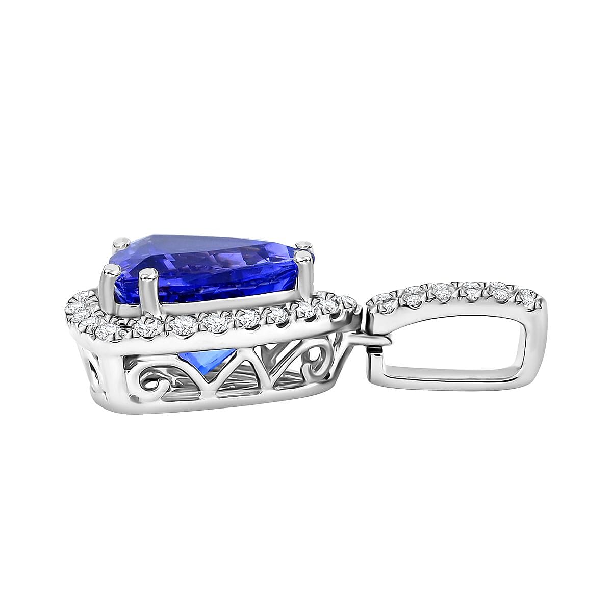 950 Platinum  AAAA  Tanzanite   White Diamond  VS Pendant 4.05 ct,  Platinum Wt. 3.88 Gms  4.050  Ct.