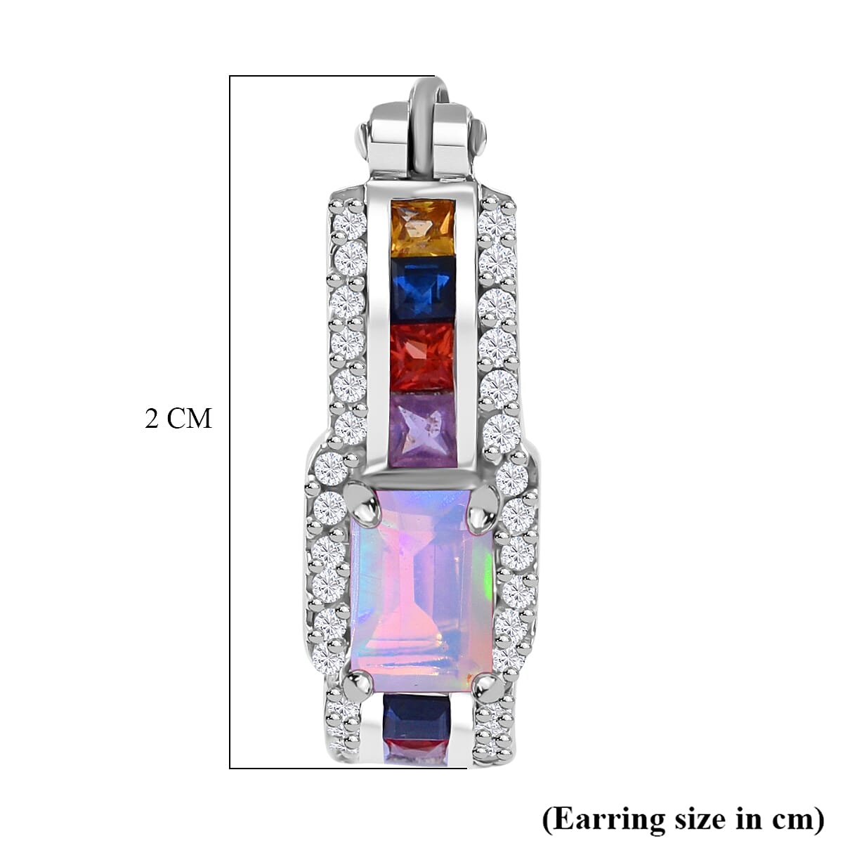 Ethiopian Welo Opal, Rainbow Sapphire & Natural Zircon Earrings in Rhodium Overlay Sterling Silver 2.13 Ct