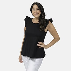 Maison Frill Sleeve Vest - Black