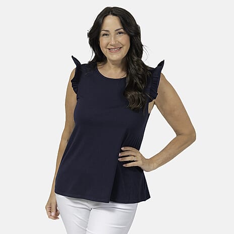 Maison Frill Sleeve Vest (Size L,16-18) - Navy