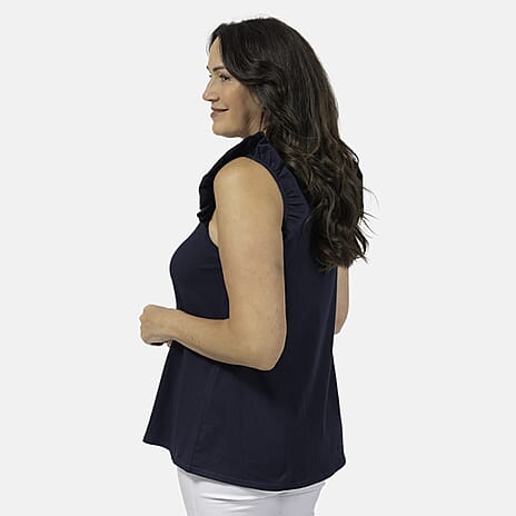 Maison Frill Sleeve Vest (Size L,16-18) - Navy