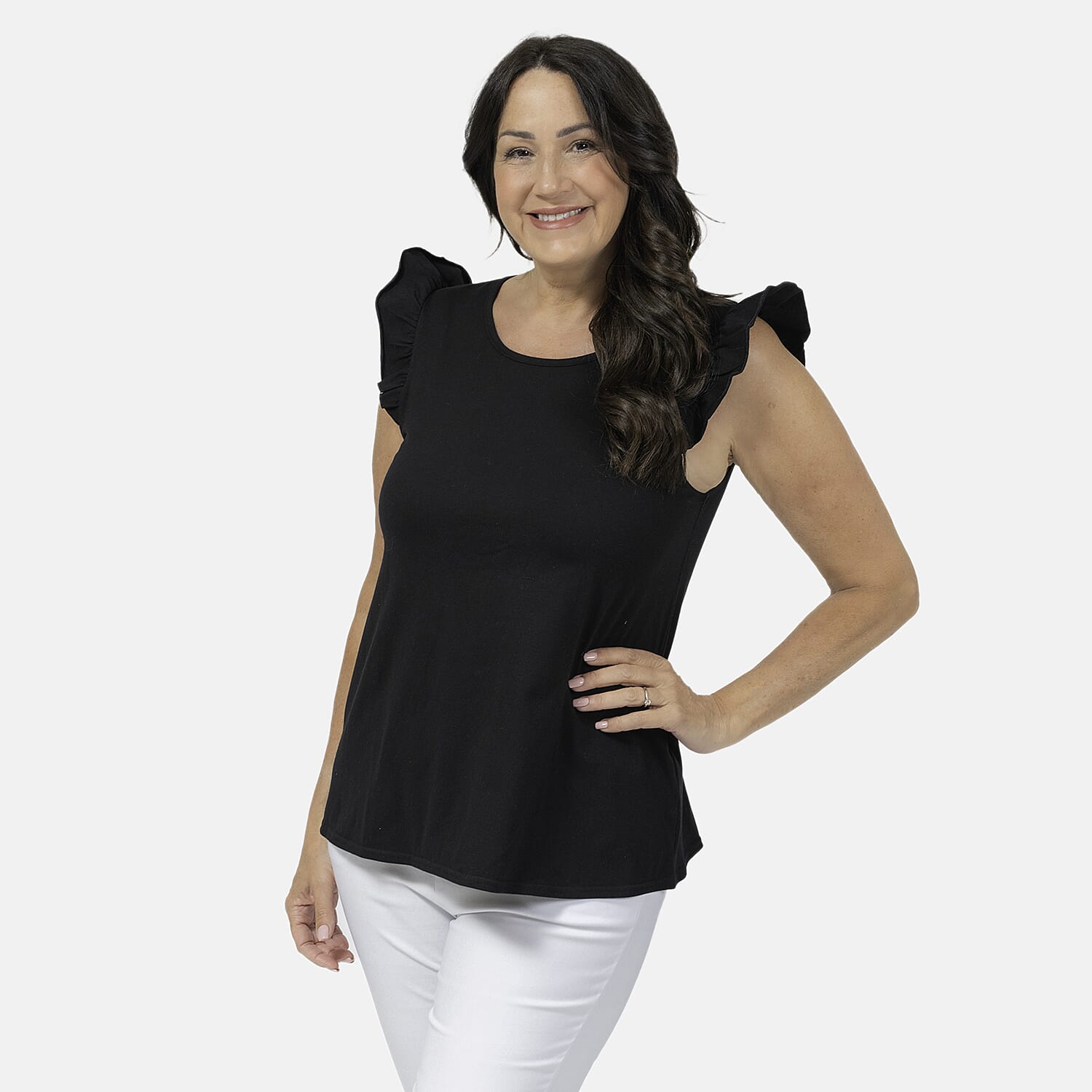 Maison Frill Sleeve Vest (Size M, 12-14) - Black