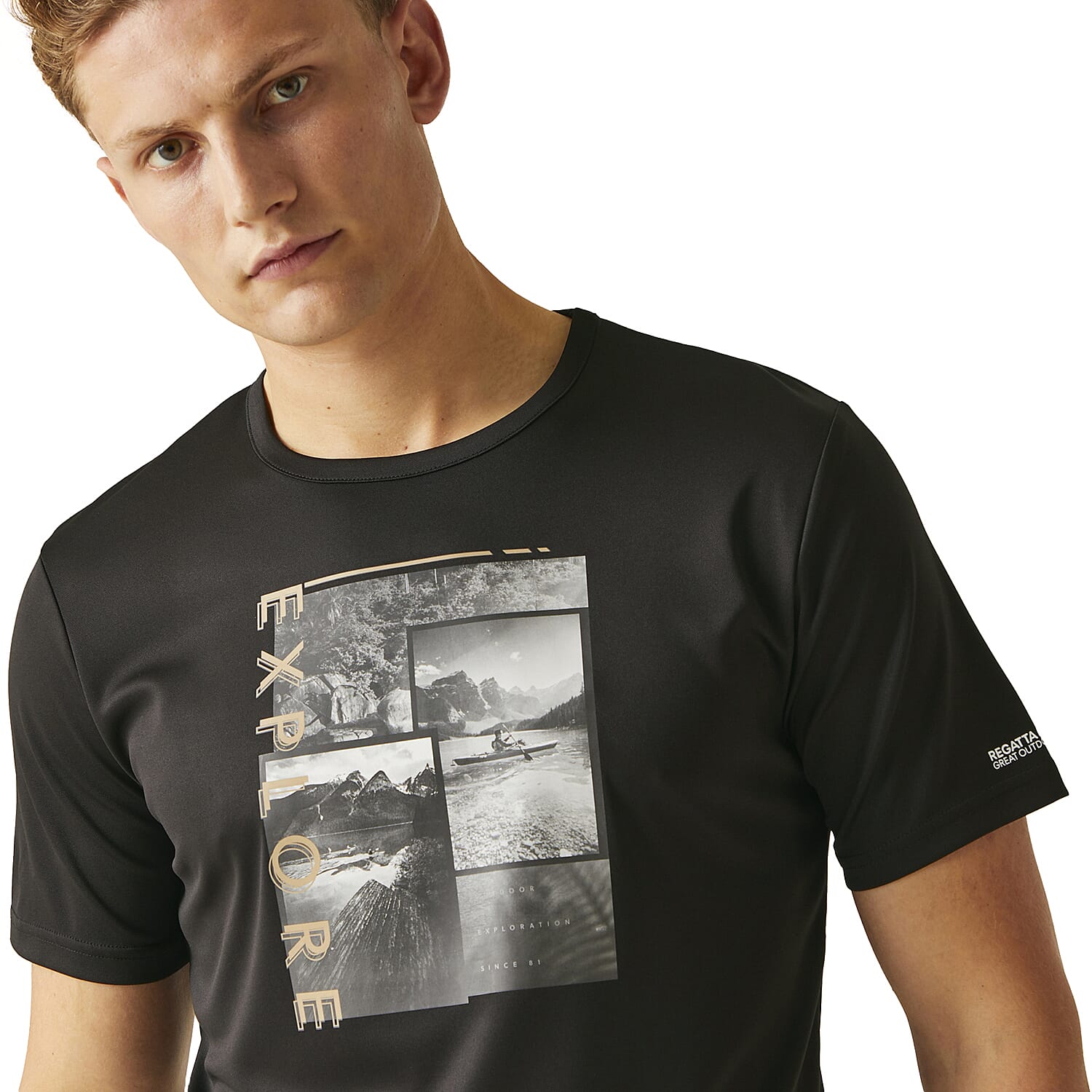 REGATTA Mens Fingal VIII Graphic Print T-Shirt (Size L) - Black