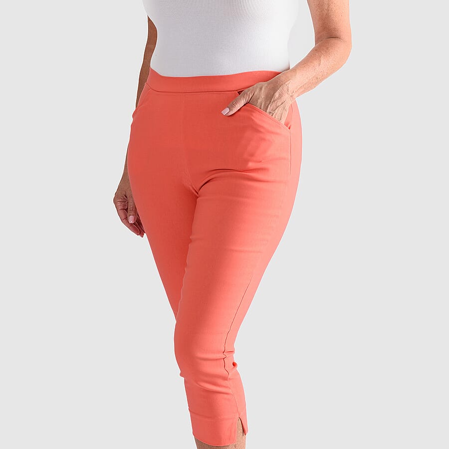 Emelia Slim Fit Crop Bengaline Trousers (Size S) - Coral