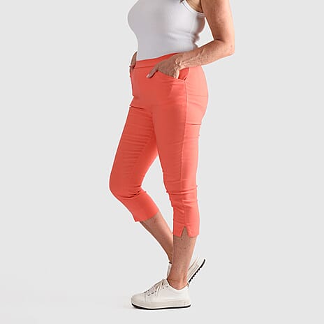 EMELIA Crop Bengaline Trousers (Size S) - Coral