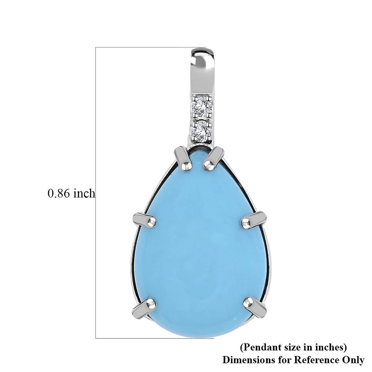 10K White Gold  AAA   Sleeping Beauty Turquoise ,  White Diamond  I2 Pendant 4.45 pc,  Gold Wt. 1.33 Gms  4.450  Ct.