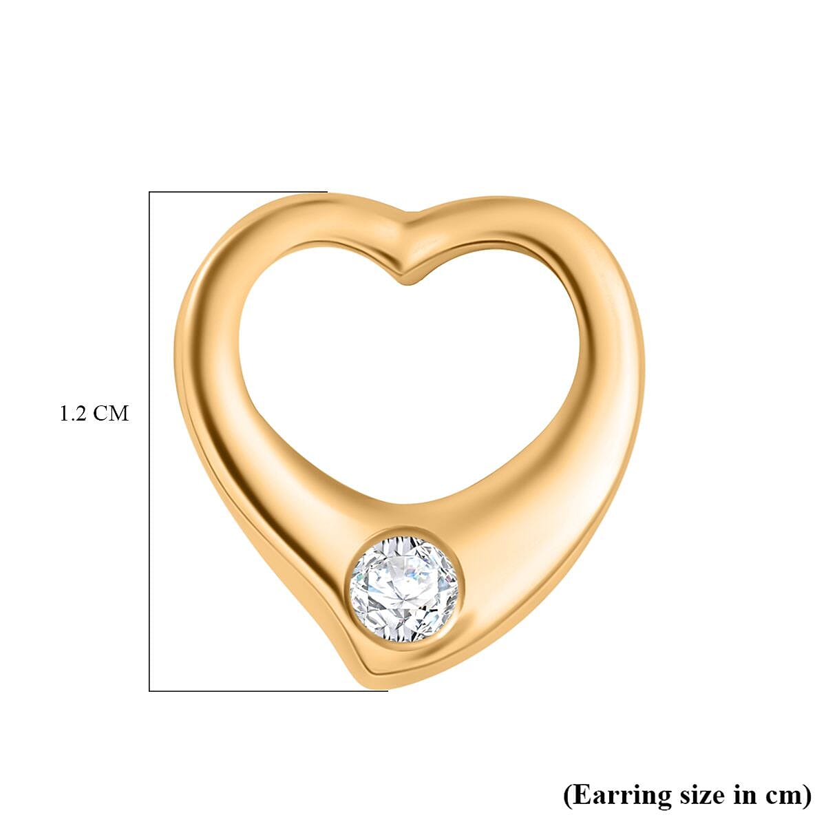 Designer Inspiration -Moissanite Heart Stud Earrings in 18K YG Vermeil Plated Sterling Silver