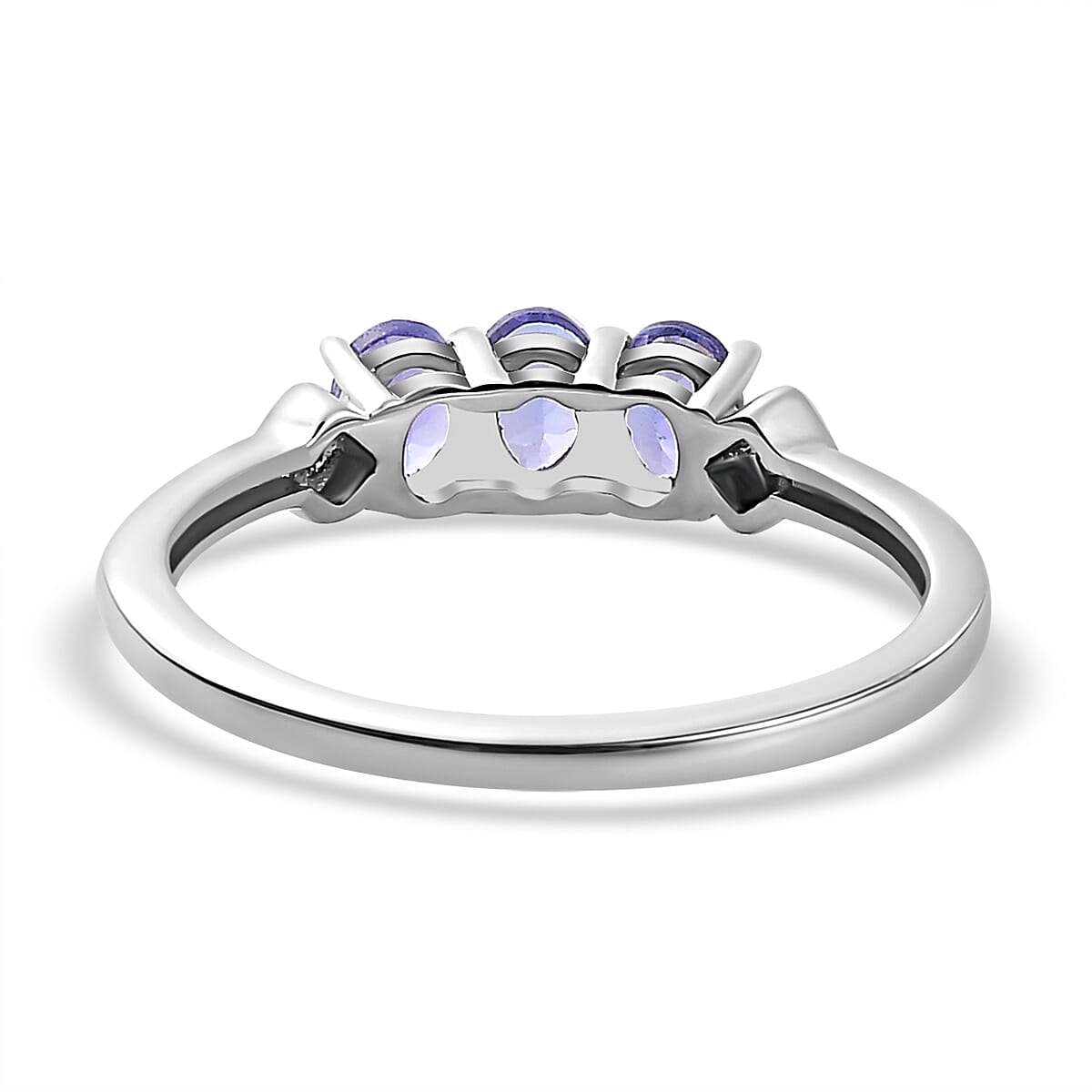 Tanzanite & Natural Zircon 5 Stone Ring in Platinum Overlay Sterling Silver