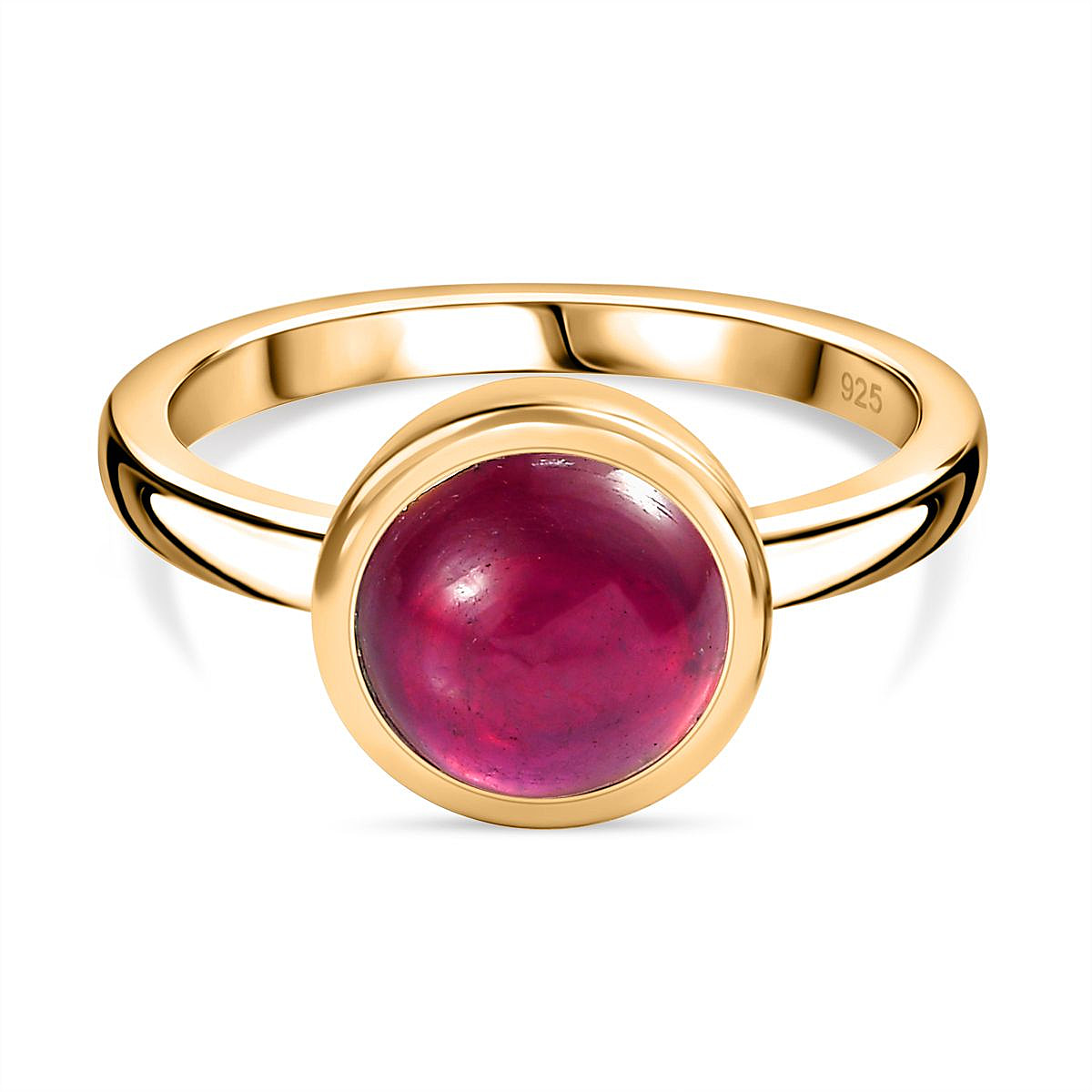 Ruby (FF) Solitaire Ring in 18K YG Vermeil Sterling Silver 3.70 Ct