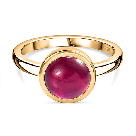 African Ruby Solitaire Ring in 18K YG Vermeil Sterling Silver 3.70 Ct