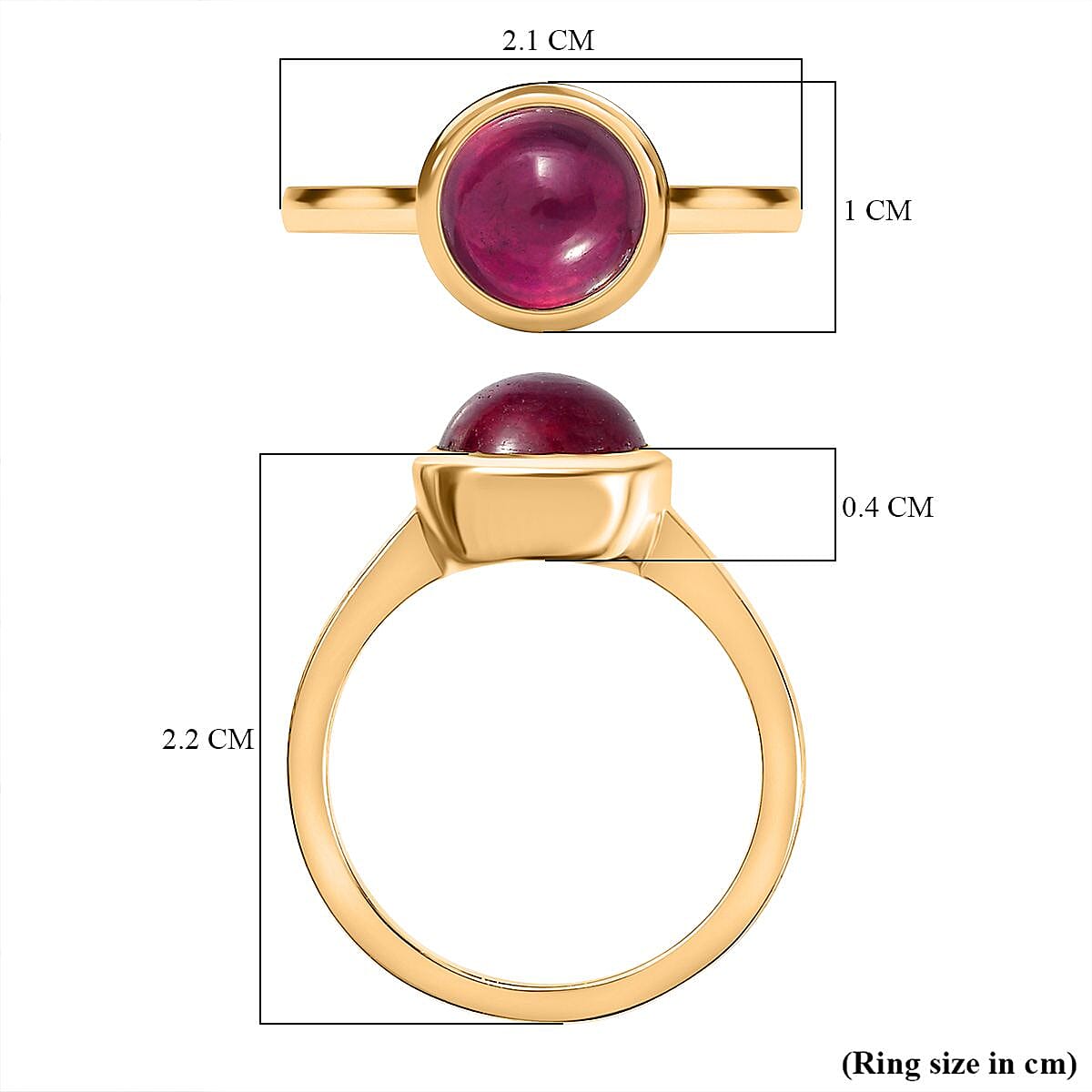 African Ruby Solitaire Ring in 18K YG Vermeil Sterling Silver 3.70 Ct African Ruby Solitaire Ring in 18K YG Vermeil Sterling Silver 3.70 Ct
