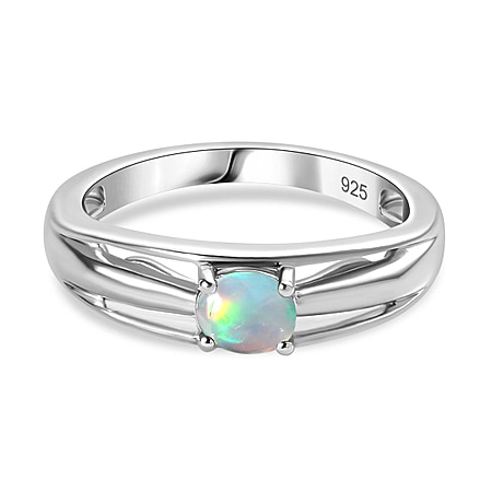 Ethiopian Opal  Fancy Ring in Platinum Overlay Sterling Silver 0.56 ct  0.235  Ct.