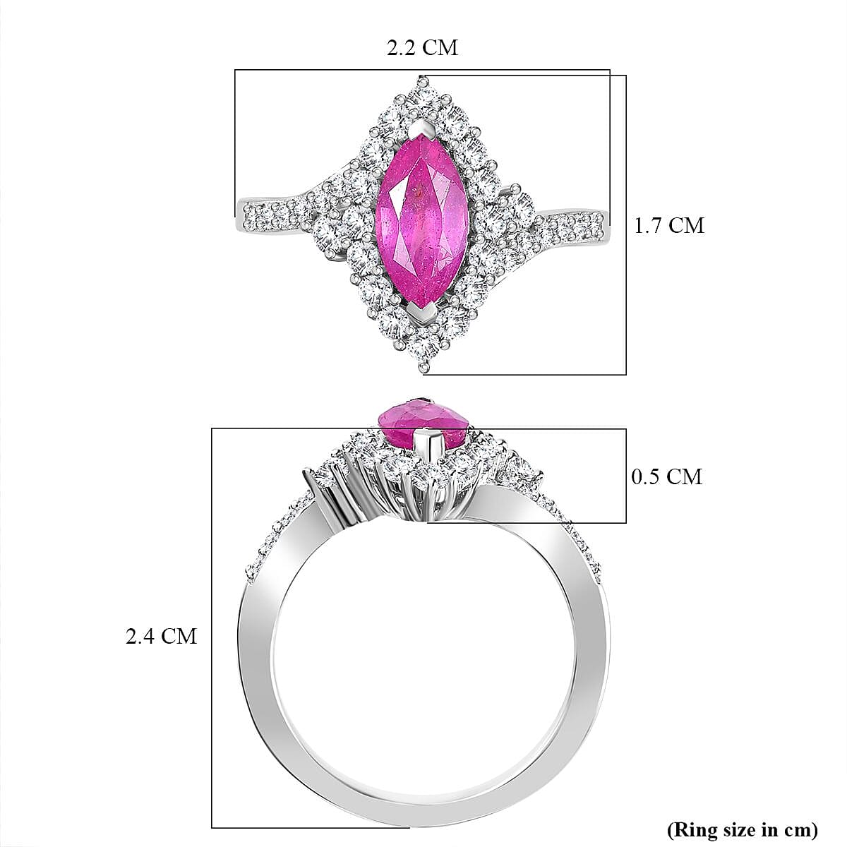 Pink Sapphire & Natural Zircon Halo Ring in Platinum Overlay Sterling Silver 2.15 Ct