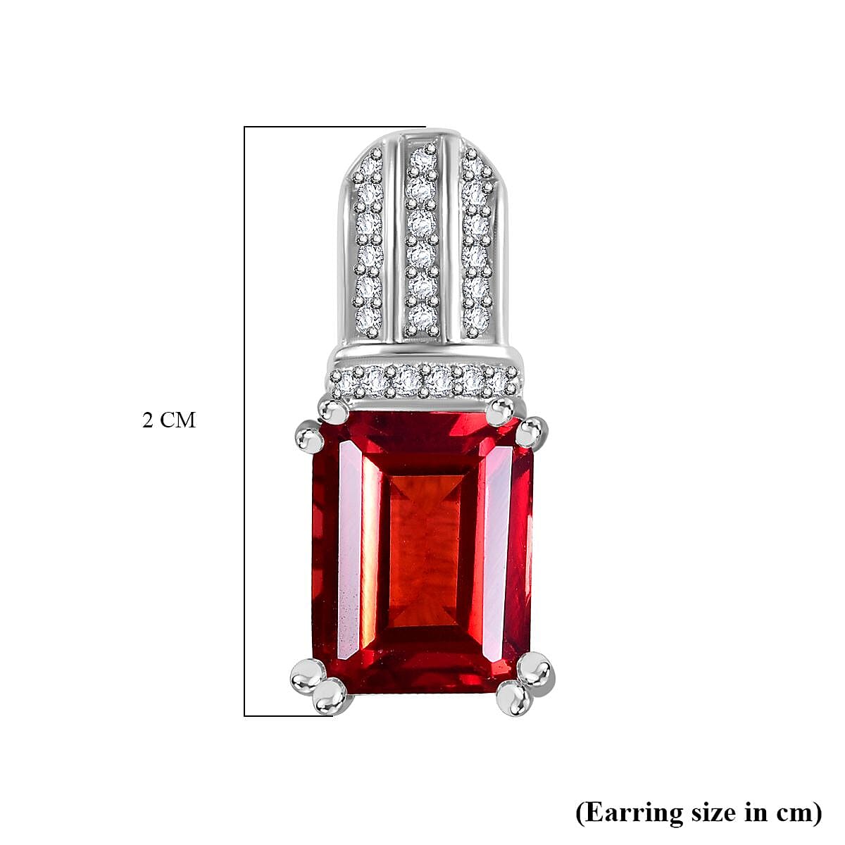 Lab Created Padparadscha Sapphire & Natural Zircon Halo Earrings in Platinum Overlay Sterling Silver 7.00 Ct.