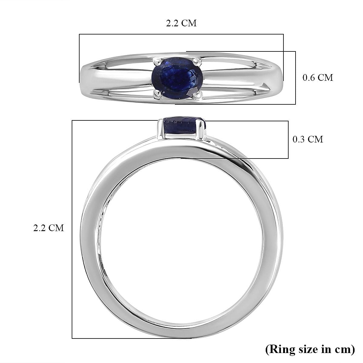Fissure Filled Blue Sapphire  Fancy Ring in Platinum Overlay Sterling Silver 0.56 ct  0.532  Ct.