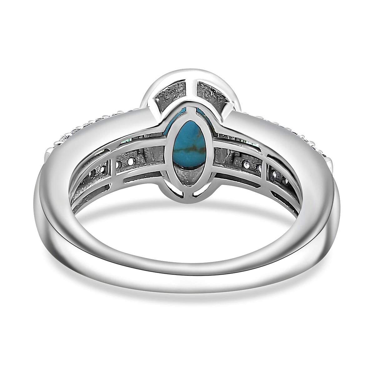 Arizona Sleeping Beauty Turquoise, Emerald & Natural Zircon Half -Eternity Ring in Platinum Overlay Sterling Silver 1.68 Ct Arizona Sleeping Beauty Turquoise, Emerald & Natural Zircon Half -Eternity Ring in Platinum Overlay Sterling Silver 1.68 Ct
