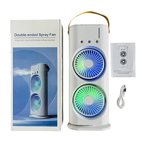 Portable Double Ended Spray Fan with Remote - White