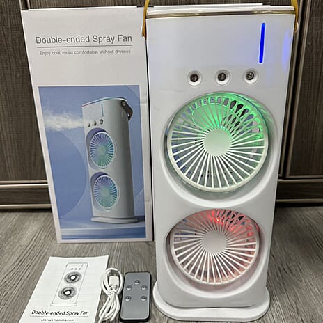 Portable Double Ended Spray Fan with Remote - White