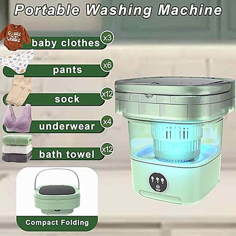 Collapsible Portable 11 Litre Washing Machine - Green
