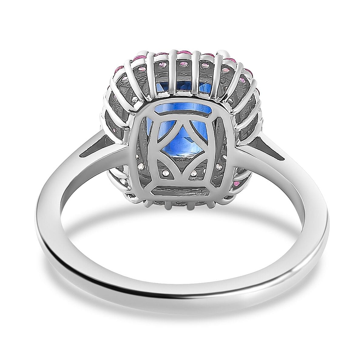 The Rare Find - Natural Kashmir Kyanite, Pink Sapphire & Natural Zircon Ring in 18K Vermeil RG & Platinum Plated Sterling Silver 3.62 Ct . The Rare Find - Natural Kashmir Kyanite, Pink Sapphire & Natural Zircon Ring in 18K Vermeil RG & Platinum Plated Sterling Silver 3.62 Ct .