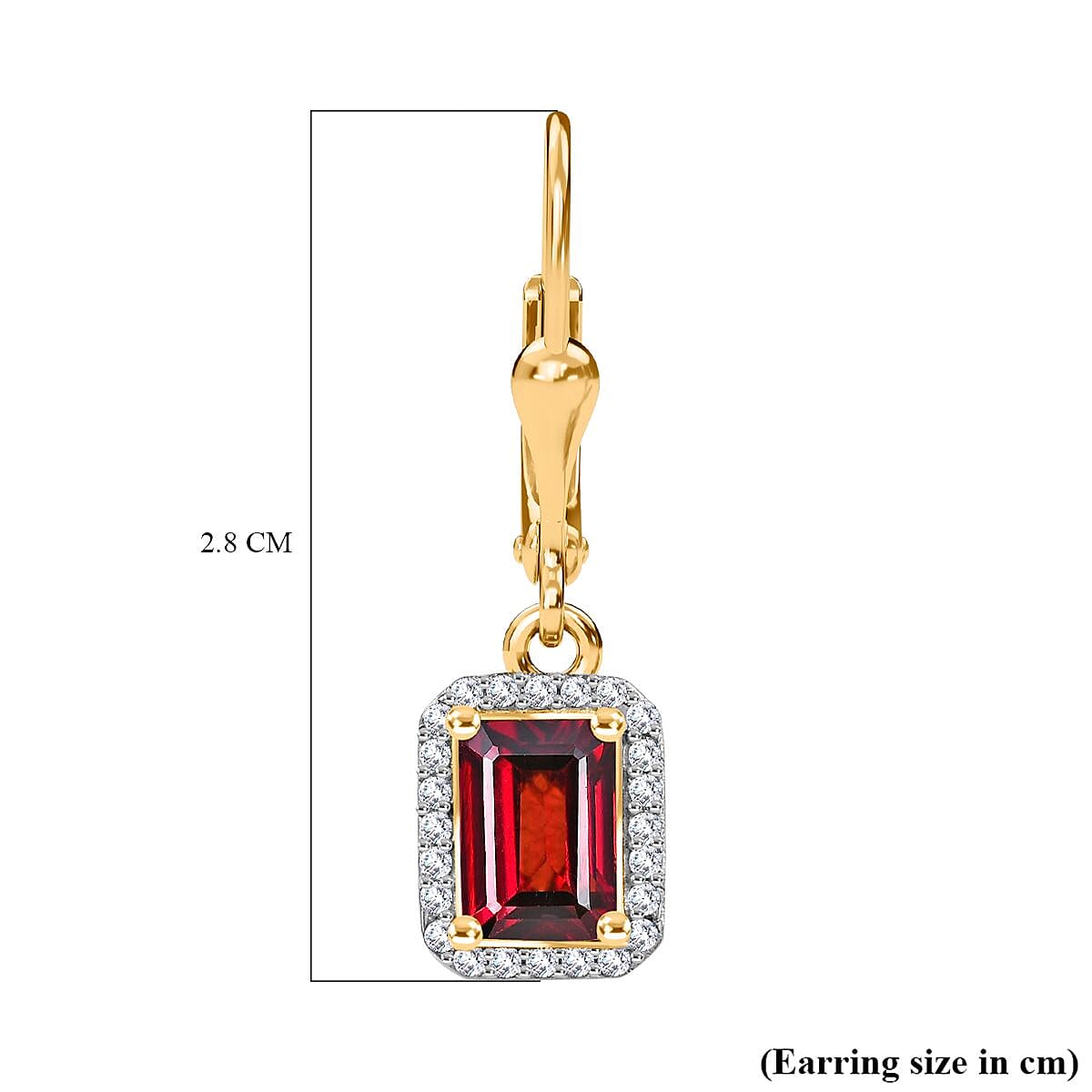 Rhodolite Garnet & Natural Zircon Halo Earrings in 18K YG Vermeil Sterling Silver 3.00 Ct
