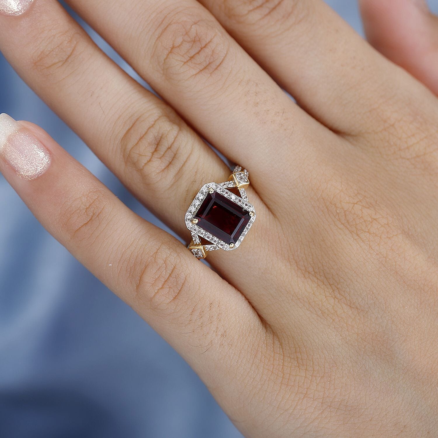 Rare Size Premium Orissa Rhodolite Garnet & Natural Zircon Ring in 18K YG Vermeil Plated Sterling Silver 3.40 Ct