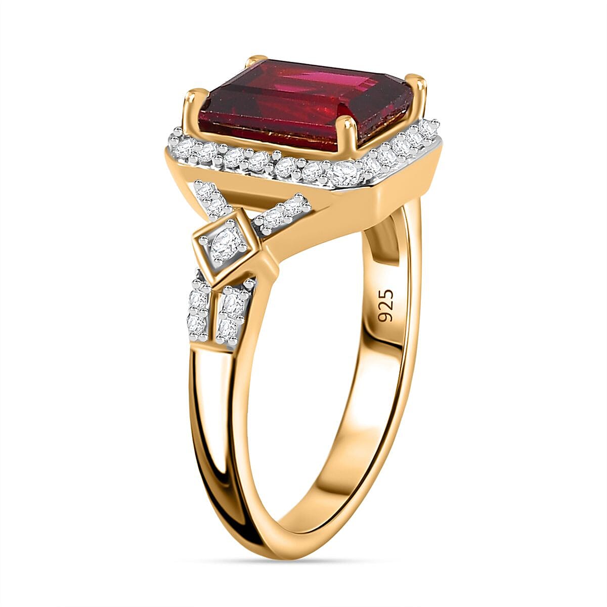 Rare Size Premium Orissa Rhodolite Garnet & Natural Zircon Ring in 18K YG Vermeil Plated Sterling Silver 3.40 Ct