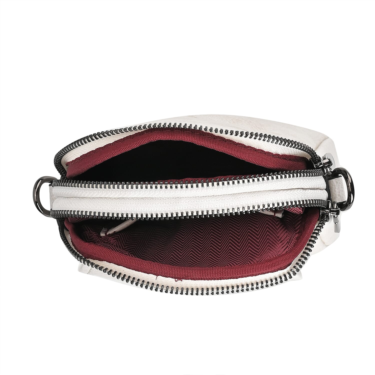 Genuine Leather Mini Messenger Crossbody Bag With Adjustable Strap - White