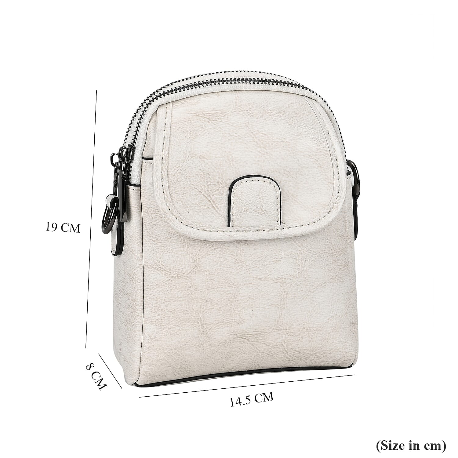 Genuine Leather Mini Messenger Crossbody Bag With Adjustable Strap - White