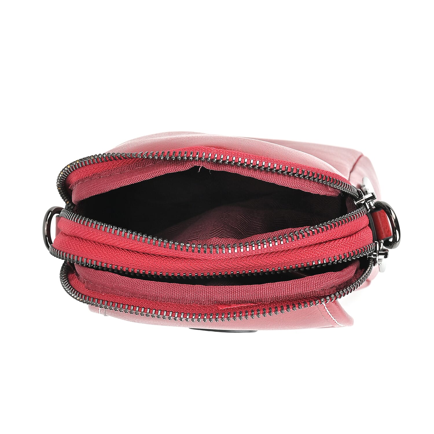 Genuine Leather Mini Messenger Crossbody Bag With Adjustable Strap - Burgundy