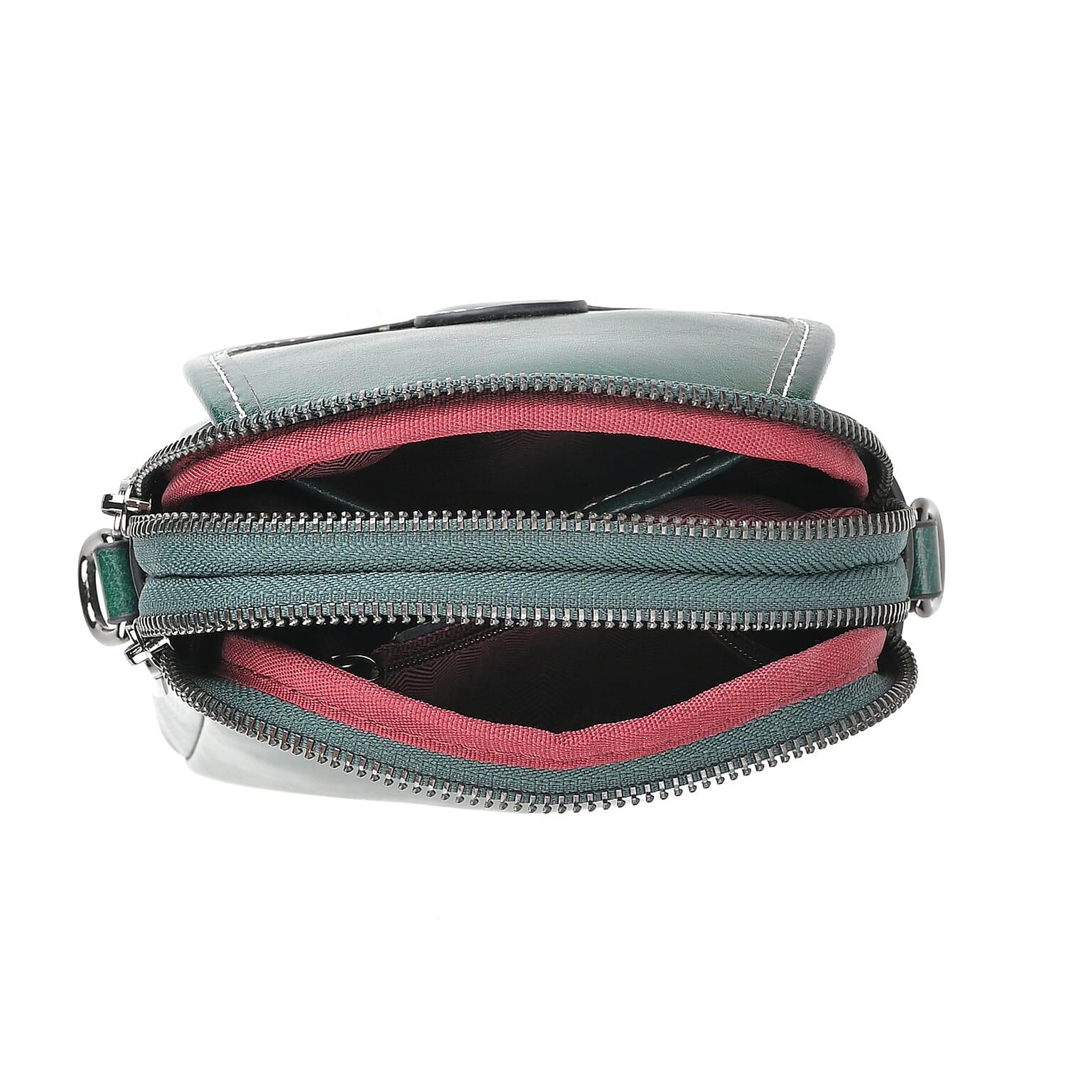 Leather Solid Crossbody Bag (Size 14x8x19 cm) - Green & Black